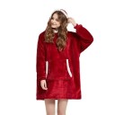 Manteau d'hiver pour femmes avec capuche Couverture chaude surdimensionnée avec manches longues en flanelle et poches Haut décontracté confortable en polyester doux 17