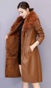 Manteau en cuir pour femmes avec fourrure 4