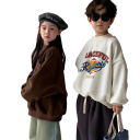 Manteau en polaire coréen d'hiver avec impression de lettres en coton et polyester Pull chaud et ample pour garçons et filles Haut uni chaud de différentes couleurs 5