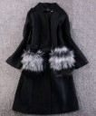 Manteau femme avec fourrure sur les poches J1211 1