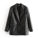 Manteau femme en simili cuir noir 1