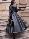 Manteau long en cuir pour femmes P1960 1