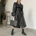 Manteau long pour femme en simili cuir B667 2