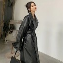 Manteau long pour femme en simili cuir B667 3