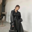 Manteau long pour femme en simili cuir B667 4