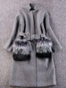Manteau pour femme avec fourrure sur les poches J1211 2