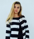 Manteau rayé pour femmes - Noir et blanc 3