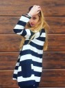 Manteau rayé pour femmes - Noir et blanc 5