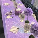 Mantel de plástico desechable Holográfico morado 137 x 274 cm Decoración de fiesta para cumpleaños Despedida de soltera 4