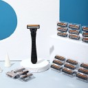 Manual Razor for Men with Replacement Triple Blade Heads Handle with Twenty Replacement Blades Razor with Replaceable Heads 2