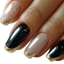 Manucure française prononcée 24 pcs Ongles artificiels autocollants pour retouche à domicile Forme carrée avec un design contrasté épuré 1