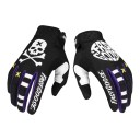 Mănuși întregi pentru motocros și bicicletă cu o skull pe una și un print circular pe cealaltă mănușă și dungi pe degete pentru teren 5