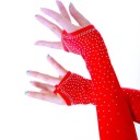 Mănuși lungi fără degete pentru femei cu sclipici din poliester respirabil, mănuși de ocazie pentru evenimente festive și dans 6
