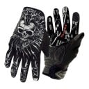 Mănuși moto și motocross cu degete întregi, tactile și rezistente, cu imprimeu de skull, de culoare neagră, pentru mersul cu motocicleta 1