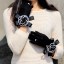 Mănuși negre pentru femei, cu o panglică 1