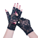Mănuși scurte din dantelă pentru femei, fără degete, respirabile, 17 cm, acril, negre, elegante, pentru ocazii sociale și purtare la modă 4