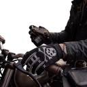 Mănuși sport pentru motocross cu degete întregi, cu imprimeu de craniu și deget mare întărit, de culoare neagră cu detalii gri pentru utilizare 3