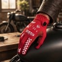 Mănuși sportive cu degete pentru motocross și motocicletă cu imprimeu și deget mare întărit și model reliefat pe manșetă pentru mersul 2