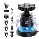 Máquina de Barba Elétrica 7D Para Barba e Cabeça Molhado e Seco À Prova de Água IPX7 Conjunto 6 em 1 Preto Para Cabeça Careca e Barba Aparador 2