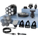 Máquina de Barbear Eléctrica Masculina 7D Para Barba e Cabeça Molhado e Seco À Prova de Água IPX7 Conjunto 6 em 1 Preto 6