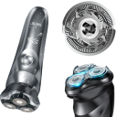 Máquina de barbear eléctrica para homens com indicador de estado de carga da bateria e ecrã LCD, aparador de barbas à prova de água IPX7, máquina de barbear inteligente com cabeçotes rotativos 2