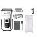 Máquina de barbear eléctrica para homens com três velocidades Máquina de aparar cabelo e barba Máquina de barbear recarregável com display LED com indicação do estado da bateria 2