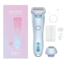 Máquina de barbear eléctrica para mulheres 2 em 1 com cabeçotes intercambiáveis à prova de água IPX7 com ecrã LED carregamento USB para barbear 1