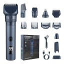 Máquina de cortar cabelo 5 em 1 Aparador de barba e nariz Máquina de barbear à rede À prova de água IPX6 Ecrã LED Azul escuro Sem fios 1