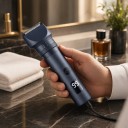 Máquina de cortar cabelo 5 em 1 Aparador de barba e nariz Máquina de barbear à rede À prova de água IPX6 Ecrã LED Azul escuro Sem fios 7