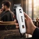 Máquina de cortar cabelo e barba para homens Recarregável Duração 180 minutos Ecrã LED Cabeça de corte em aço inoxidável Branca Conjunto de corte 6