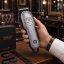 Máquina de cortar pelo para hombres Cortadora profesional Longitud ajustable 1800 mAh 8 peines 1,5–19 mm Plateada Con cable y sin cable 3