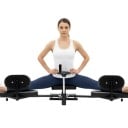 Máquina de estiramiento para piernas con rueda manual 0–210 °, capacidad de carga 100 kg, longitud 166 cm, construcción metálica, acolchada, negra 10