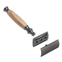 Maquinilla de afeitar de madera de olivo y metal 10 unidades de hojas de repuesto Maquinilla de seguridad de una hoja Maquinilla manual para hombres y mujeres 2