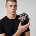 Maquinilla de afeitar para la cabeza para hombres calvos 7D Húmedo y seco Pantalla LED 8,6 x 8,6 x 7,6 cm Carga USB Negro-naranja Recortadora de barba 5