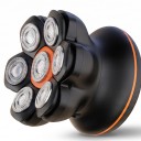 Maquinilla de afeitar para la cabeza para hombres calvos 7D Húmedo y seco Pantalla LED 8,6 x 8,6 x 7,6 cm Carga USB Negro-naranja Recortadora de barba 3