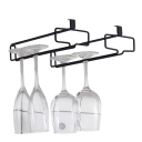 Marco de almacenamiento colgante para copas de vino 26 x 11 x 7 cm soporte metálico para copas con drenaje invertido negro 5