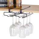 Marco de almacenamiento colgante para copas de vino 26 x 11 x 7 cm soporte metálico para copas con drenaje invertido negro 6