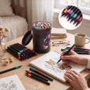 Markers with Soft Tip Set of 36 Acrylic Markers with Strong Coverage Lockable Box with Handle for Art Education and Home Drawing 4