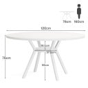 Masă de dining rotundă 76 x 120 x 59 cm cu blat de 120 cm diametru și raft de depozitare între picioare Finisaj alb cu patru picioare deschise 6
