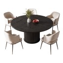 Masă rotundă pentru 4–6 persoane Diametru 122,4 cm Înălțime 74,9 cm Blat MDF și bază metalică cu striații Capacitate 136 kg Pentru dining 1