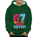 Mască de copii pentru băieți cu glugă și imprimeu 67 six seven în stil donut, peste cap, cu mânecă lungă și manșetă 1