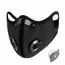 Máscara de ciclismo preta para o rosto com válvulas Proteção da boca e nariz contra o pó Alças para as orelhas Tamanho universal Poliéster 2