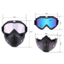 Máscara de motocross de rosto inteiro preta com vidro PC endurecido Máscara de proteção para moto em material TPU Enduro quad cross 2