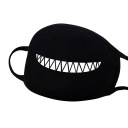 Máscara de rosto em algodão preto para o inverno unisex com padrão de dentes 1