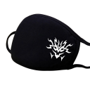 Máscara de rosto em algodão preto para o inverno Unisex máscara de boca espessa com padrão de desenho Proteção contra o frio e o vento 1