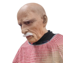 Maschera in lattice a testa intera volto maschile realistico con baffi grigi senza capelli accessorio per costume di Halloween 5