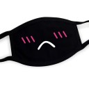 Maschera invernale unisex nera in cotone a metà viso con motivo facciale disegnato, calda, ispessita, protettiva contro la polvere, maschera respiratoria 1