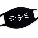 Maschera invernale unisex nera in cotone con motivo a fumetti di gatto calda e protettiva contro la polvere 1