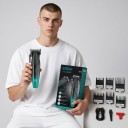 Mașină de tuns părul Reîncărcabilă prin USB Autonomie de până la 250 de minute 6 piepteni de ghidare 1,5–12 mm Negru-verde Mașină de tuns părul 2