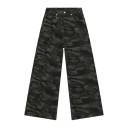 Maskáčové rovné pánské džíny s kovovým kroužkem Široké dlouhé nohavice Streetwear kalhoty Army styl Ležérní pánské jeansy 3